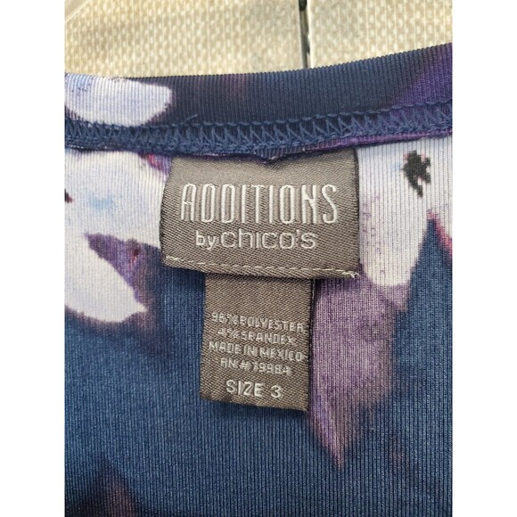 Chico's Multicolor Floral Scoop Neck Long Sleeve Stretchy Blouse Size 3 (XL) - Picture 3 of 5